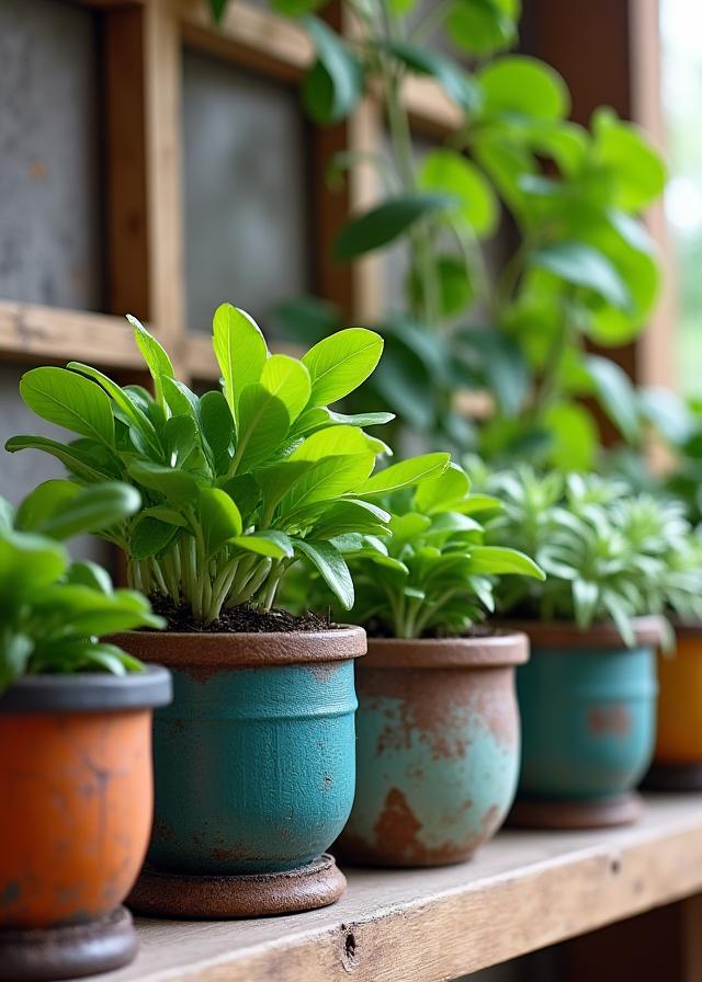 Decoración eco con macetas recicladas